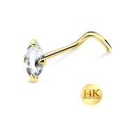 14K Gold Pear Shapes Stone Nose Stud 14KY-NSKB-160